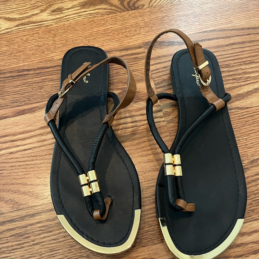 Elegant Black and Brown Sandals